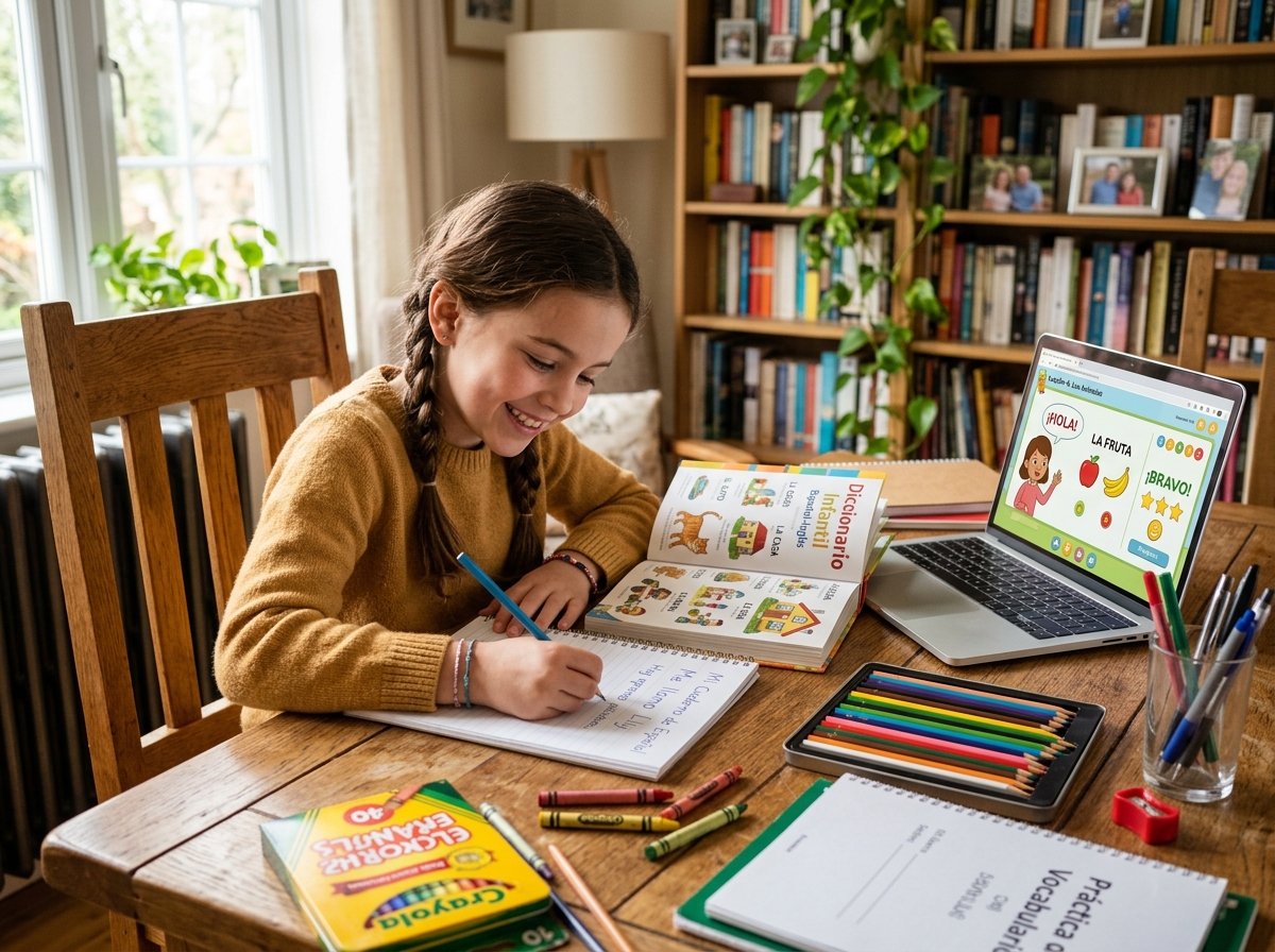 Engaging inclusive Spanish study session for children